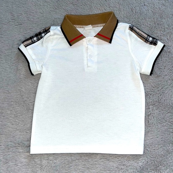 Toddler Boys Contrast Collar Plaid Panel Polo Shirt - Picture 2 of 7